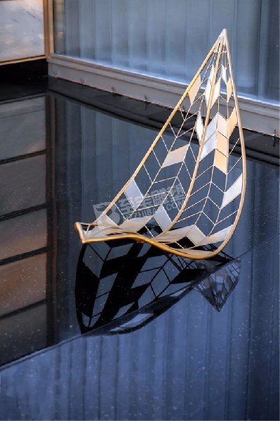 售樓部室內創意葉子不銹鋼雕塑