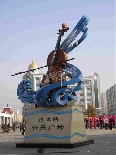 城市音樂(lè)廣場(chǎng)小提琴不銹鋼雕塑定制