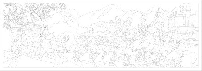 紅色黨建浮雕雕塑原創(chuàng)手繪設計稿