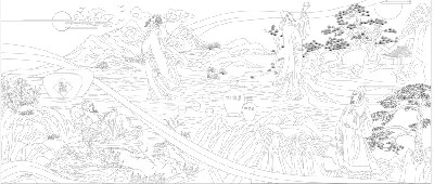 山水風景浮雕雕塑原創(chuàng)手繪設(shè)計稿