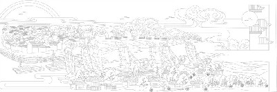 山水風景浮雕雕塑原創(chuàng)手繪設(shè)計稿