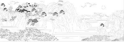 山水風景浮雕雕塑原創(chuàng)手繪設(shè)計稿