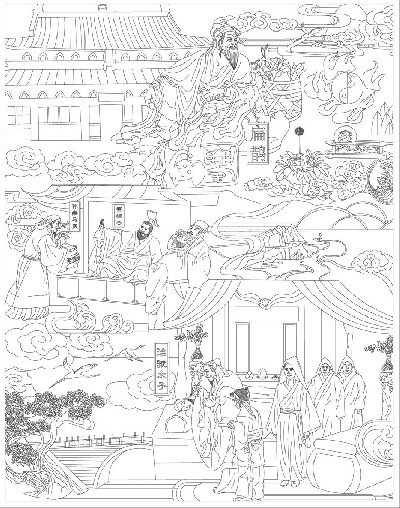 中醫文化浮雕雕塑原創手繪設計稿