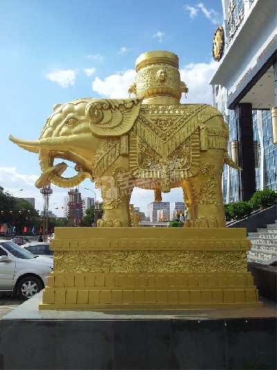 酒店門(mén)前大象鑄銅雕塑定制