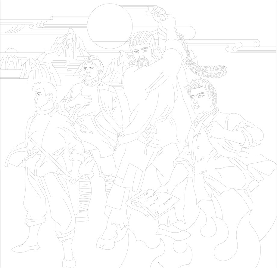 紅色黨建浮雕雕塑原創(chuàng)手繪設(shè)計稿