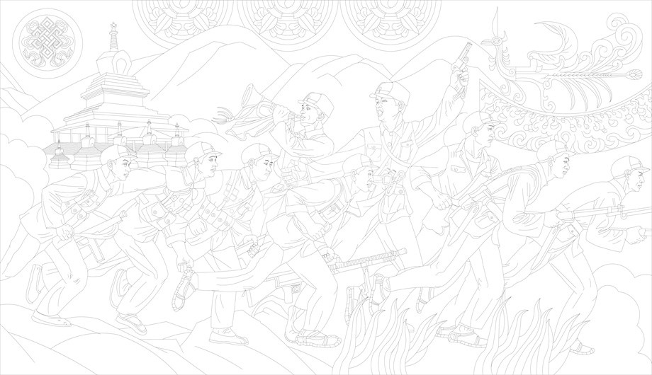 紅色黨建浮雕雕塑原創(chuàng)手繪設計稿