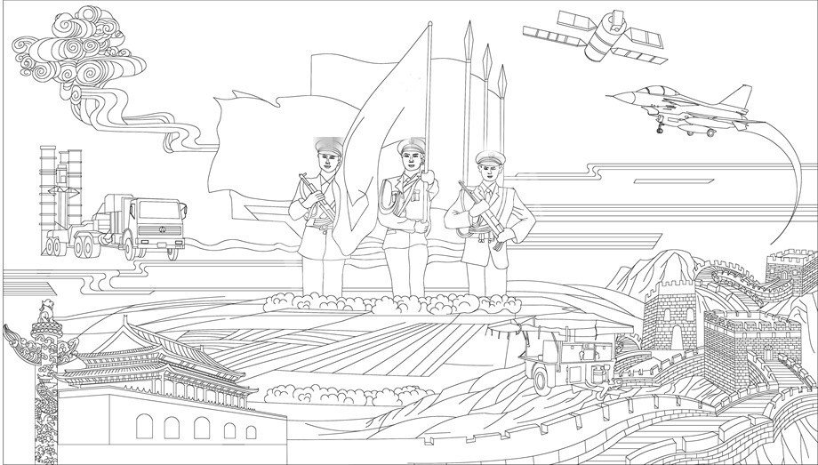 紅色黨建浮雕雕塑原創手繪設計稿